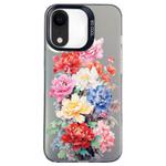 For iPhone XR Flower Series Color Silver TPU Hybrid PC Phone Case(Colorful Flowers CK111)