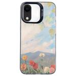 For iPhone XR Flower Series Color Silver TPU Hybrid PC Phone Case(Blue Sky Flowers CK119)