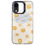 For iPhone XR Flower Series Color Silver TPU Hybrid PC Phone Case(Small Yellow Flowers CK122)