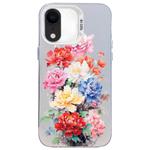 For iPhone XR Flower Series Color Silver TPU Hybrid PC Phone Case(Colorful Flowers CW111)