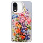 For iPhone XR Flower Series Color Silver TPU Hybrid PC Phone Case(Colorful Flowers CW112)