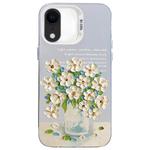 For iPhone XR Flower Series Color Silver TPU Hybrid PC Phone Case(Daisy CW120)