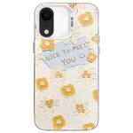 For iPhone XR Flower Series Color Silver TPU Hybrid PC Phone Case(Small Yellow Flowers CW122)