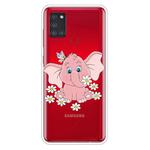 For Samsung Galaxy A21s Shockproof Painted Transparent TPU Protective Case(Little Pink Elephant)