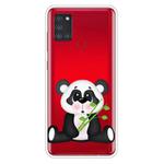For Samsung Galaxy A21s Shockproof Painted Transparent TPU Protective Case(Bamboo Bear)