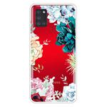 For Samsung Galaxy A21s Shockproof Painted Transparent TPU Protective Case(Gem Flower)