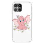 For iPhone 12 Pro Max Shockproof Painted Transparent TPU Protective Case(Little Pink Elephant)