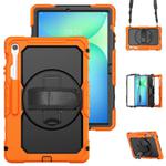 For Samsung Galaxy Tab S10 FE+ Silicone Hybrid PC Tablet Case with Shoulder Strap(Orange)