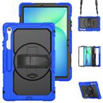For Samsung Galaxy Tab S10 FE+ Silicone Hybrid PC Tablet Case with Shoulder Strap(Blue)