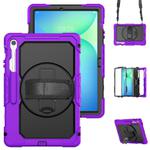 For Samsung Galaxy Tab S10 FE+ Silicone Hybrid PC Tablet Case with Shoulder Strap(Purple)