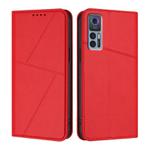For TCL 30 5G / TCL 30+ Strong Magnetic Frosted Flip Leather Phone Case(Red)