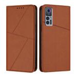 For TCL 30 5G / TCL 30+ Strong Magnetic Frosted Flip Leather Phone Case(Coffee Color)