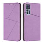 For TCL 30 5G / TCL 30+ Strong Magnetic Frosted Flip Leather Phone Case(Light Purple)