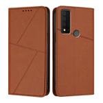 For TCL 30 XE 5G Strong Magnetic Frosted Flip Leather Phone Case(Coffee Color)