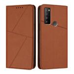 For TCL 30 XL Strong Magnetic Frosted Flip Leather Phone Case(Coffee Color)