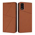 For TCL 30T Strong Magnetic Frosted Flip Leather Phone Case(Coffee Color)