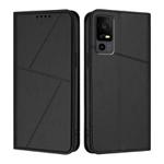 For TCL 40 R 5G Strong Magnetic Frosted Flip Leather Phone Case(Black)