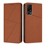 For TCL 40 XL Strong Magnetic Frosted Flip Leather Phone Case(Coffee Color)