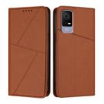 For TCL 405 / 406 / 408 Strong Magnetic Frosted Flip Leather Phone Case(Coffee Color)
