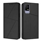 For TCL 405 / 406 / 408 Strong Magnetic Frosted Flip Leather Phone Case(Black)