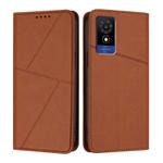 For TCL 501 Strong Magnetic Frosted Flip Leather Phone Case(Coffee Color)