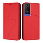 For TCL 505 Strong Magnetic Frosted Flip Leather Phone Case(Red)