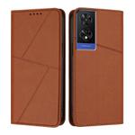 For TCL 505 Strong Magnetic Frosted Flip Leather Phone Case(Coffee Color)