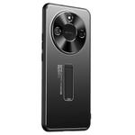 For Honor X60 Frosted Metal Hybrid TPU Holder Phone Case(Black)