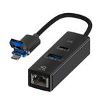 USB / 8 Pin to Type-C RJ45 USB-A HUB Expand Converter(Black)