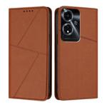 For OPPO A59 5G Strong Magnetic Frosted Flip Leather Phone Case(Coffee Color)