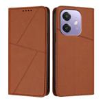 For OPPO A3x 5G Global Strong Magnetic Frosted Flip Leather Phone Case(Coffee Color)