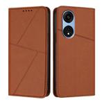 For OPPO A1 Pro Strong Magnetic Frosted Flip Leather Phone Case(Coffee Color)