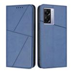 For OPPO A57 5G Strong Magnetic Frosted Flip Leather Phone Case(Royal Blue)