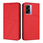 For OPPO A57 5G Strong Magnetic Frosted Flip Leather Phone Case(Red)