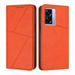 For OPPO A57 5G Strong Magnetic Frosted Flip Leather Phone Case(Orange)