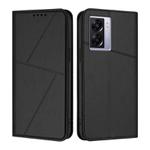 For OPPO A57 5G Strong Magnetic Frosted Flip Leather Phone Case(Black)