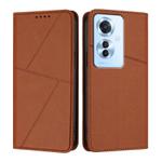 For OPPO Reno11 F Strong Magnetic Frosted Flip Leather Phone Case(Coffee Color)