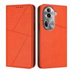 For OPPO Reno11 Pro Strong Magnetic Frosted Flip Leather Phone Case(Orange)