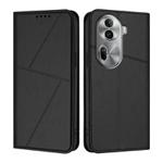 For OPPO Reno11 Pro Strong Magnetic Frosted Flip Leather Phone Case(Black)