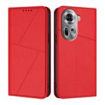 For OPPO Reno11 Global Strong Magnetic Frosted Flip Leather Phone Case(Red)