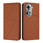 For OPPO Reno11 Global Strong Magnetic Frosted Flip Leather Phone Case(Coffee Color)