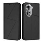 For OPPO Reno11 Global Strong Magnetic Frosted Flip Leather Phone Case(Black)