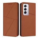 For OPPO Reno12 Strong Magnetic Frosted Flip Leather Phone Case(Coffee Color)