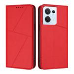 For OPPO Reno8 5G Strong Magnetic Frosted Flip Leather Phone Case(Red)
