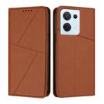 For OPPO Reno8 5G Strong Magnetic Frosted Flip Leather Phone Case(Coffee Color)