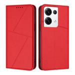 For OPPO Reno8 Pro+ Strong Magnetic Frosted Flip Leather Phone Case(Red)