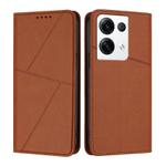 For OPPO Reno8 Pro+ Strong Magnetic Frosted Flip Leather Phone Case(Coffee Color)
