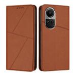 For OPPO Reno10 5G Global Strong Magnetic Frosted Flip Leather Phone Case(Coffee Color)