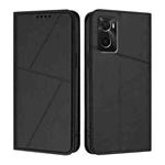 For OPPO A36 / A76 / A96 / K10 Strong Magnetic Frosted Flip Leather Phone Case(Black)