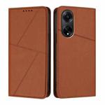 For OPPO A98 5G Strong Magnetic Frosted Flip Leather Phone Case(Coffee Color)